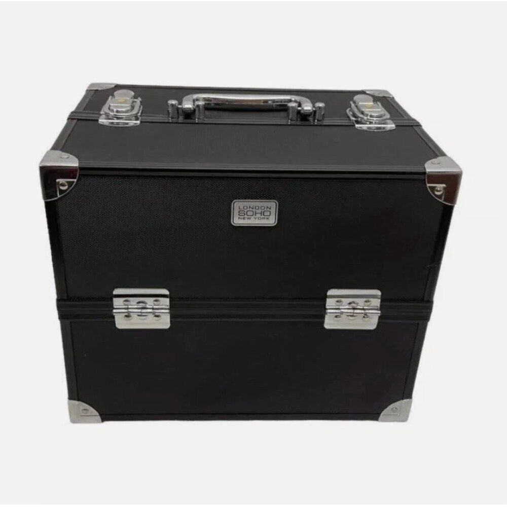 London SOHO New York Black Professional Makeup Train Case Organizer Vanity Box